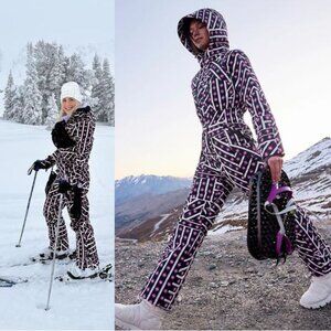 FREE PEOPLE Movement All Prepped Printed SKI SUIT Sz S Waterproof Insulated NEW